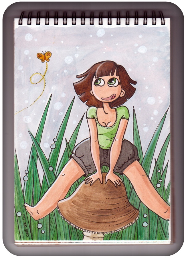 fille jouant à saute champignon
