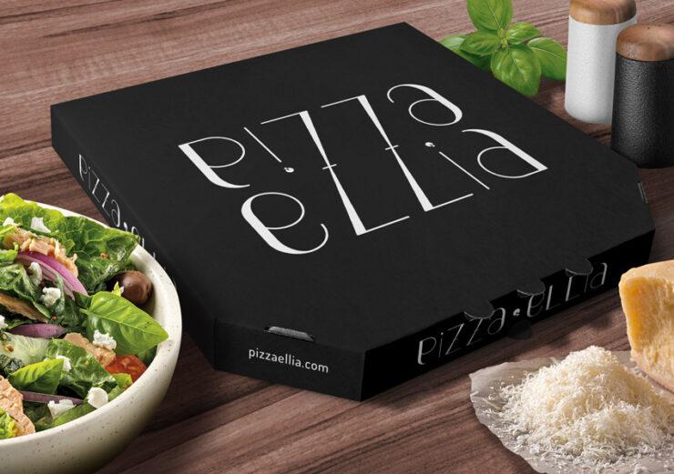 Montage photo boîte de pizza logo "Pizza Ellia"